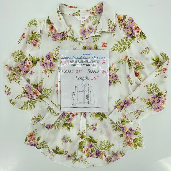 Lauren Conrad Floral Button-up Blouse, Sz. M, Spring Coquette Feminine Girly - Picture 8 of 8